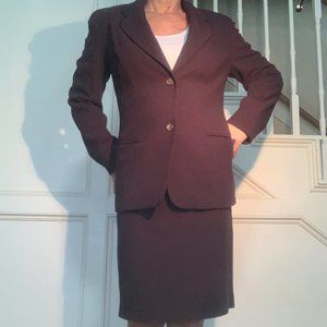 Burgundy Designer  Skirt Suit Made in Italy
